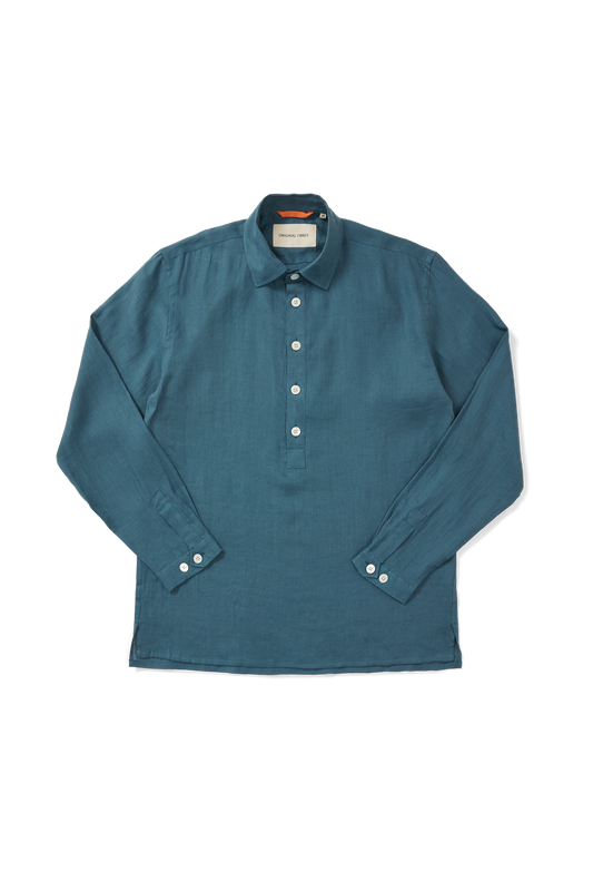 Midweight Linen Long Sleeve Smock Teal