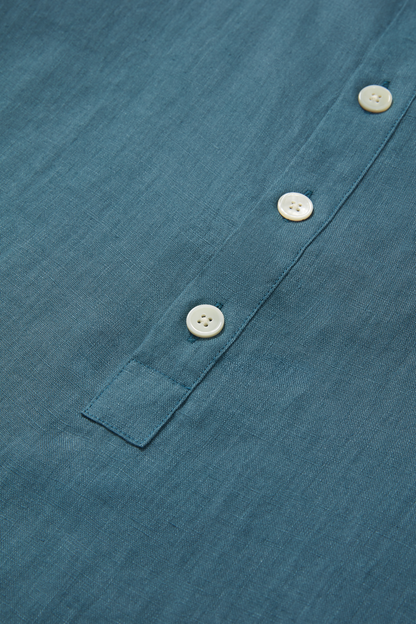 Midweight Linen Long Sleeve Smock Teal