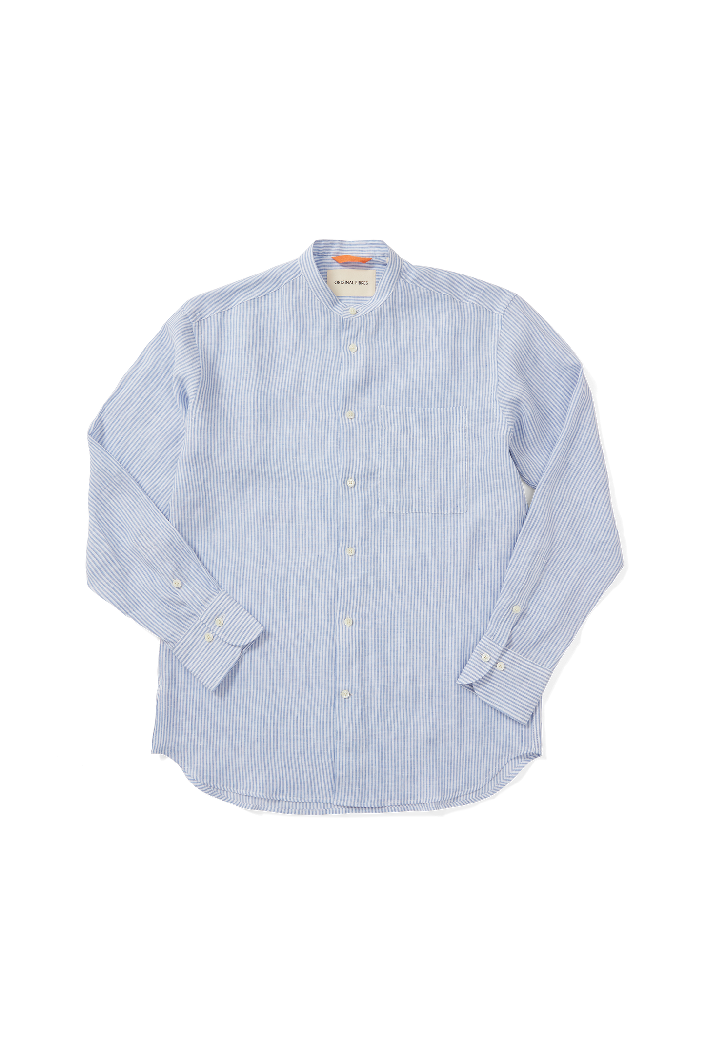 Midweight Linen Grandpa Shirt Blue Stripe