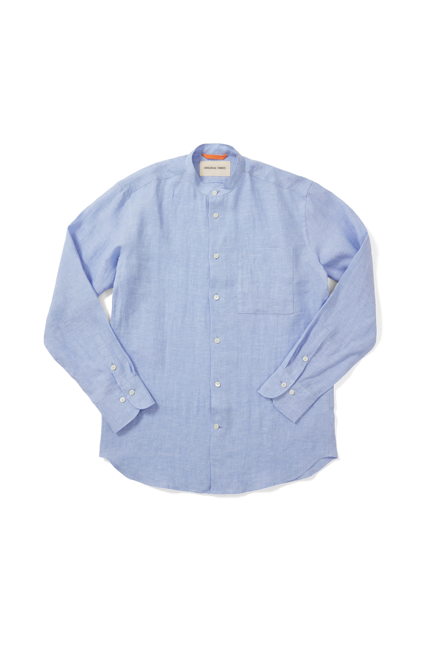 Midweight Linen Grandpa Shirt Light Blue Yarn-Dye