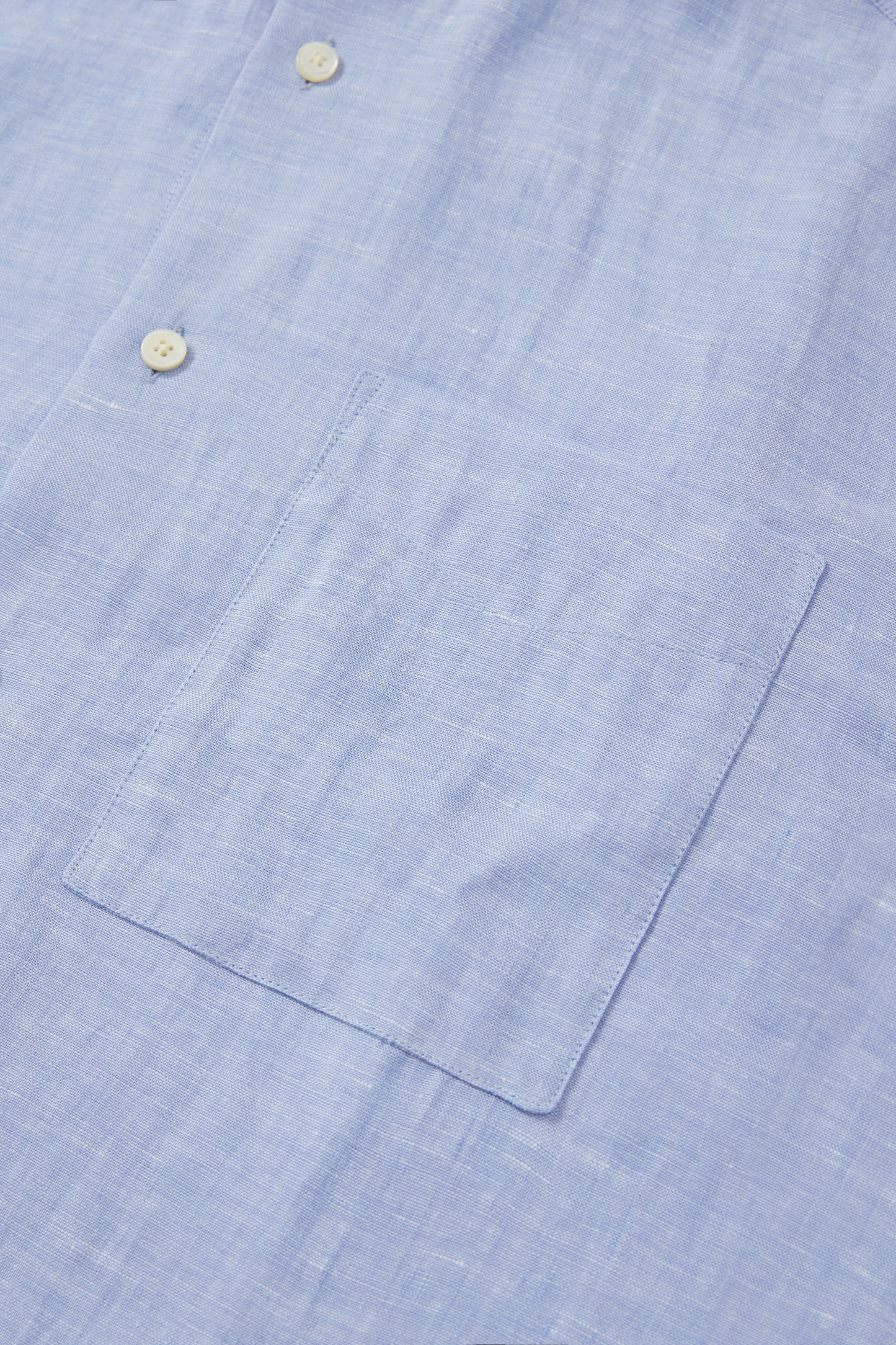 Midweight Linen Grandpa Shirt Light Blue Yarn-Dye