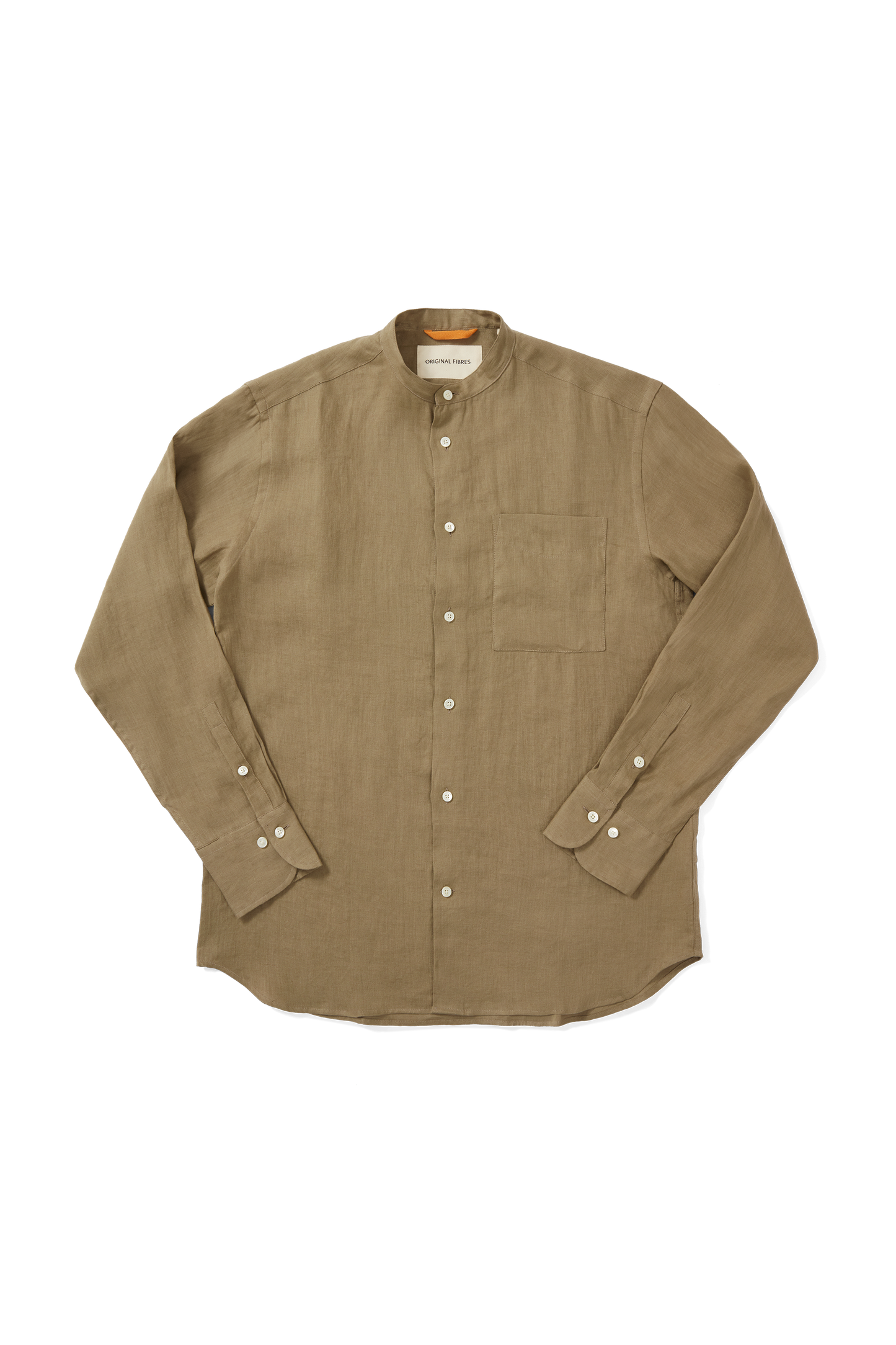 Midweight Linen Grandpa Shirt Light Khaki