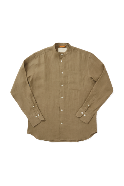 Midweight Linen Grandpa Shirt Light Khaki