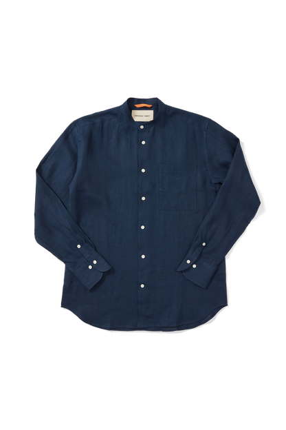 Midweight Linen Grandpa Shirt Navy