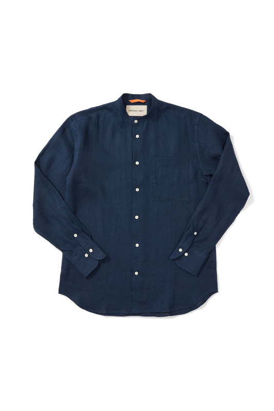 Midweight Linen Grandpa Shirt Navy