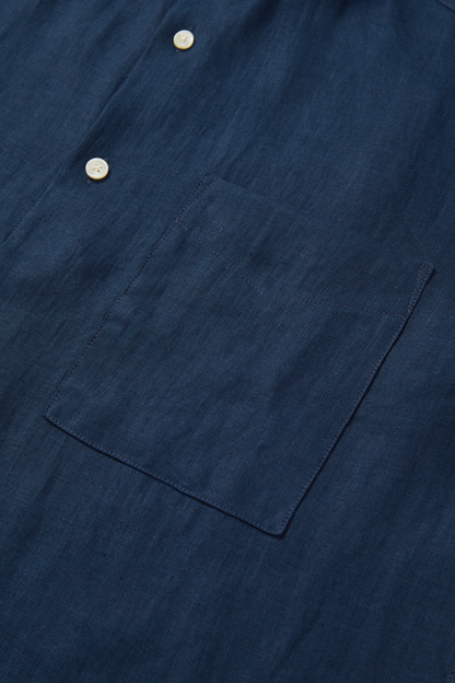 Midweight Linen Grandpa Shirt Navy