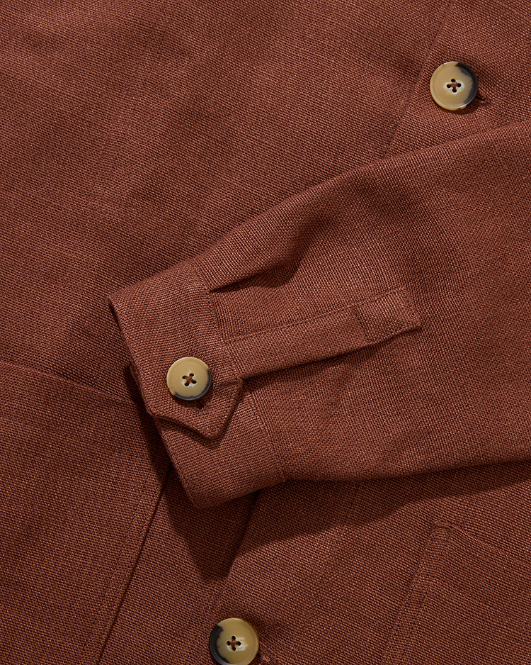 Midweight Linen Railway Jacket Cinnamon