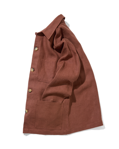 Midweight Linen Railway Jacket Cinnamon