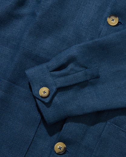 Heavy Linen Railway Jacket French Blue