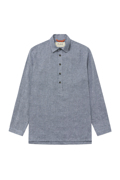 Midweight Linen Smock Navy Crosshatch