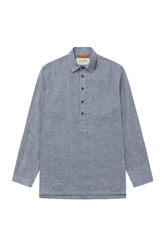 Midweight Linen Smock Navy Crosshatch