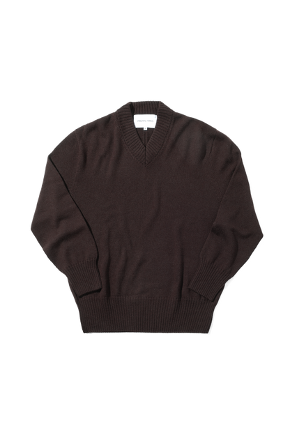 Merino V Neck Chocolate Brown