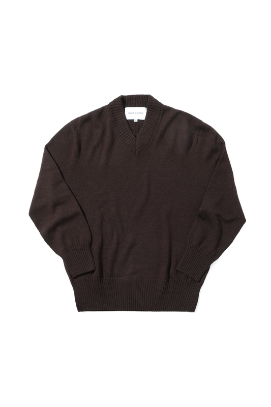 Merino Grandpa’s V Neck Chocolate Brown