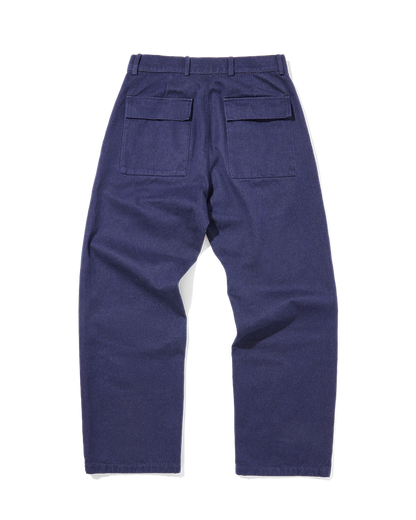 Cotton Drill Wide Leg Trousers Indigo