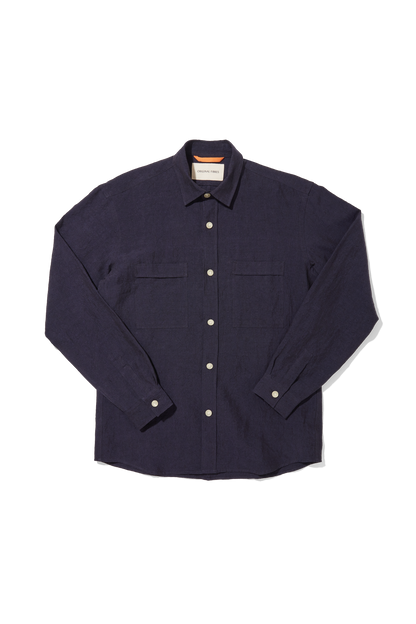 Heavy Linen Utility Overshirt Deep Blue