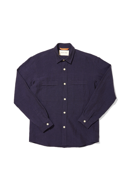 Heavy Linen Utility Overshirt Deep Blue