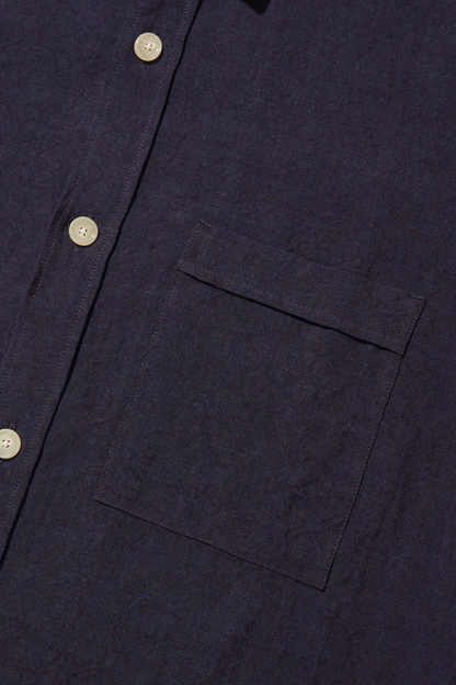 Heavy Linen Utility Overshirt Deep Blue