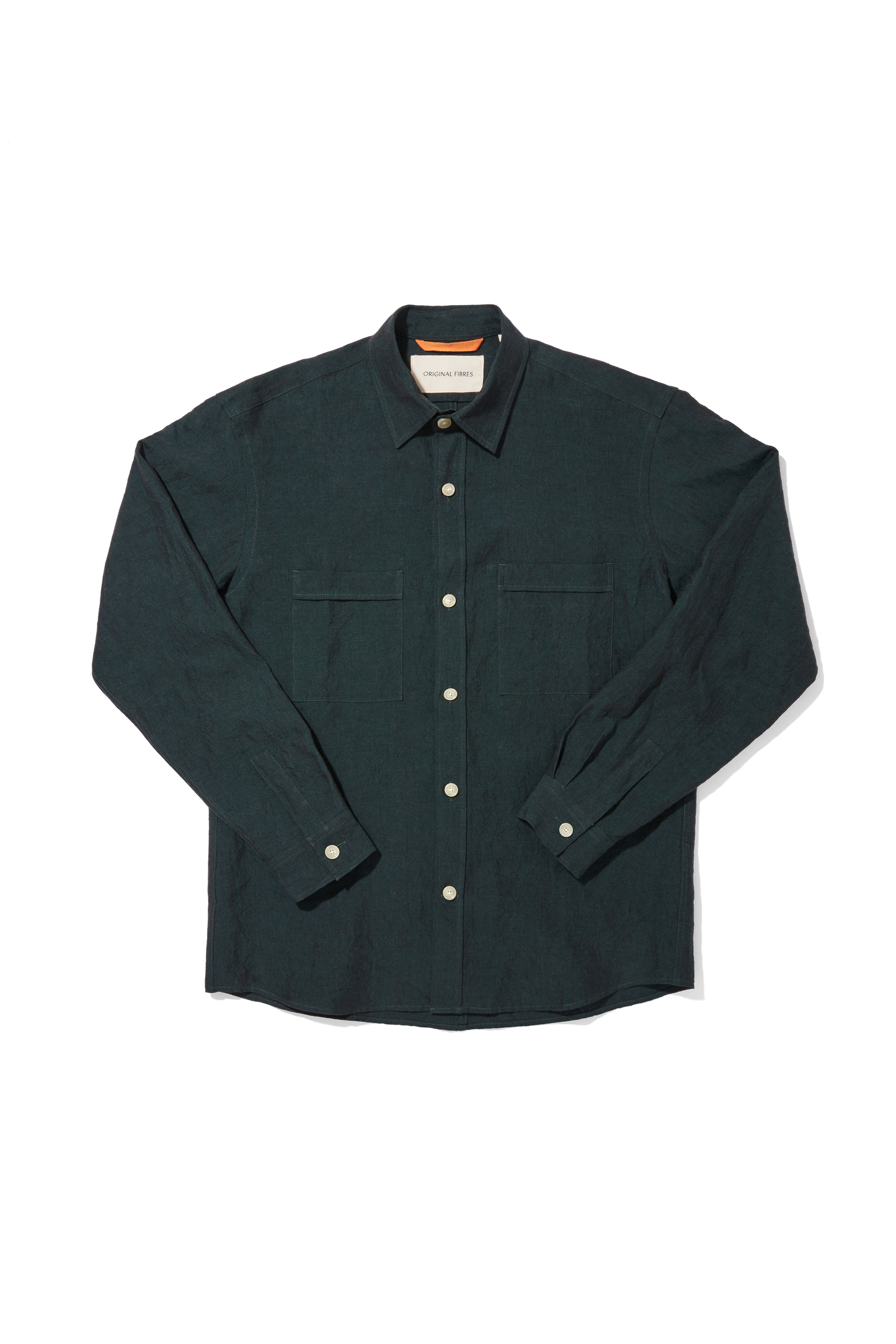 Heavy Linen Utility Overshirt Shirt Deep Green