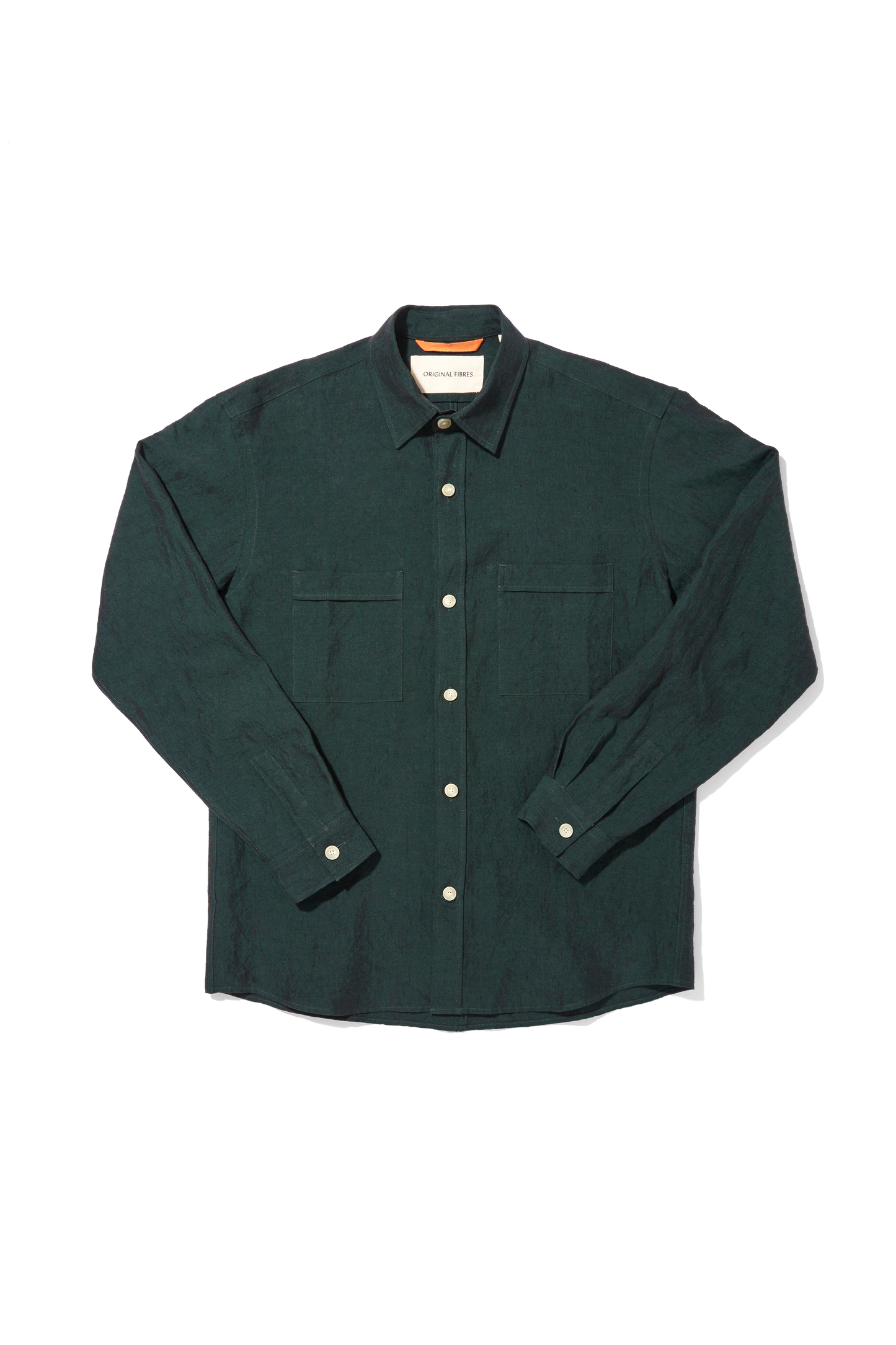 Heavy Linen Utility Overshirt Shirt Deep Green