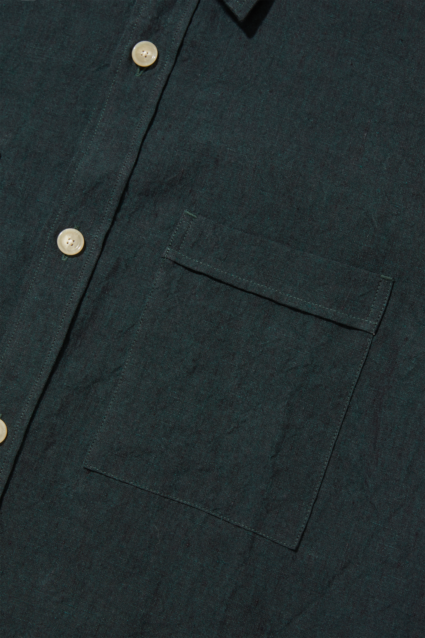 Heavy Linen Utility Overshirt Shirt Deep Green