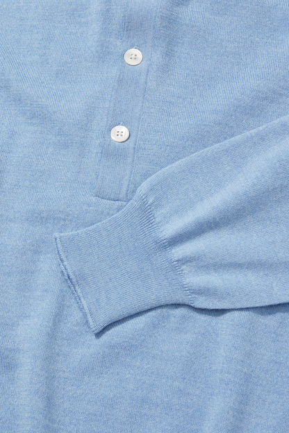 Merino Long Sleeved Polo Powder Blue
