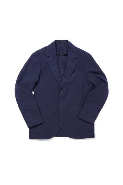 Laundered Linen Suit Jacket Navy Blue
