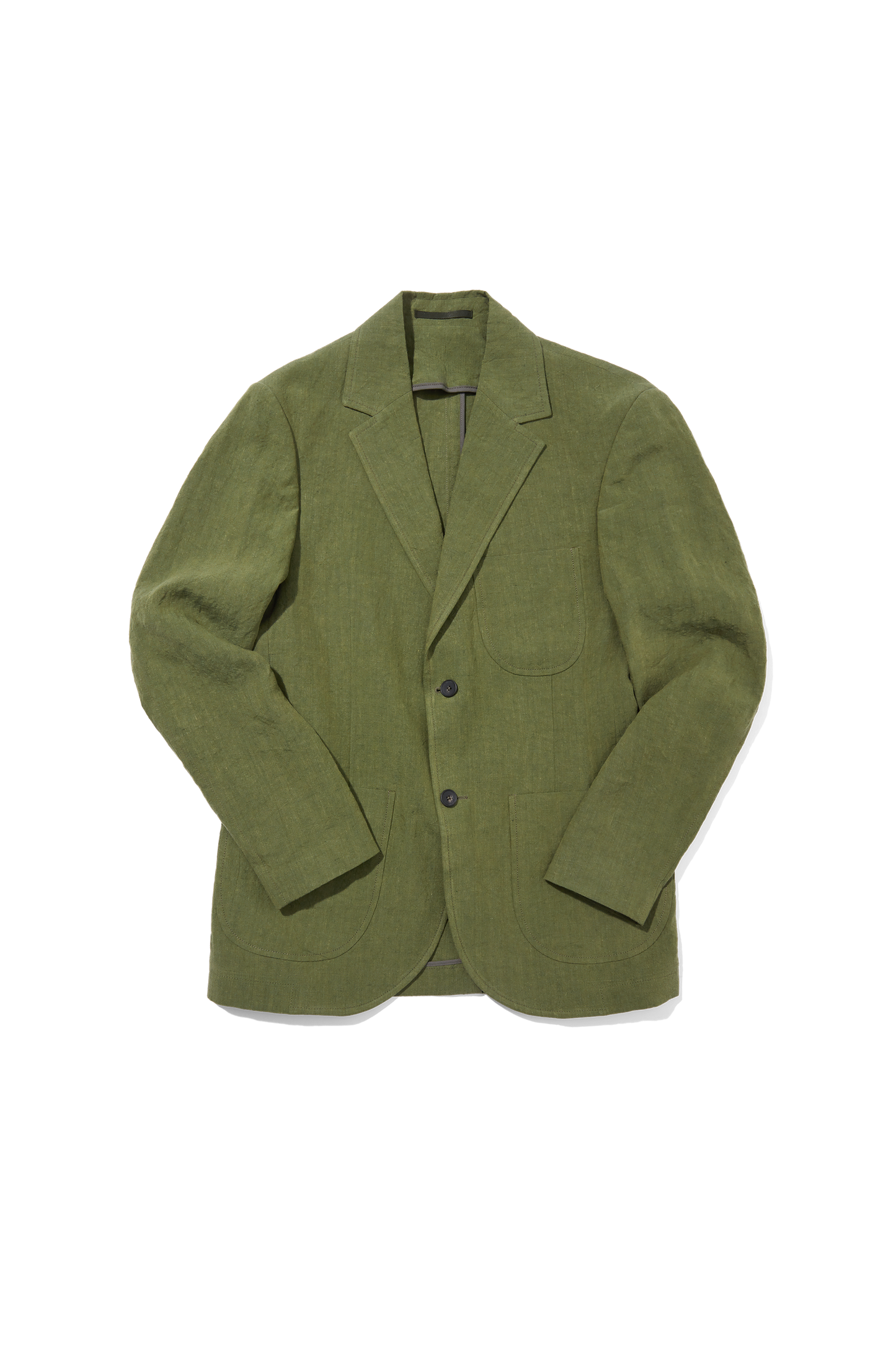 Laundered Linen Suit Jacket Olive Green
