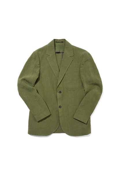 Laundered Linen Suit Jacket Olive Green