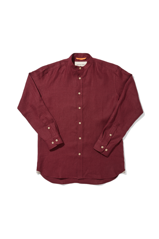 Heavy Linen Grandpa Wine Red