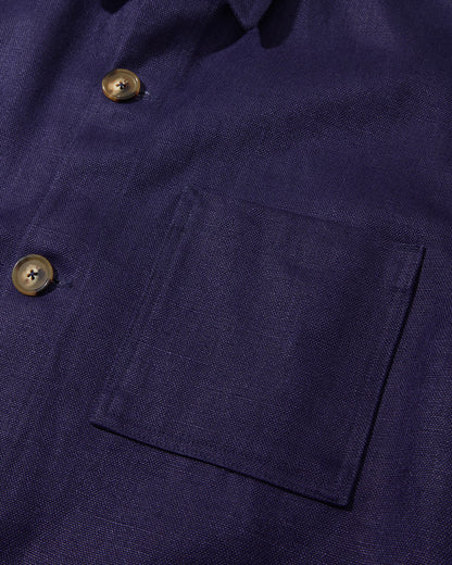 Midweight Linen Railway Jacket Night Blue