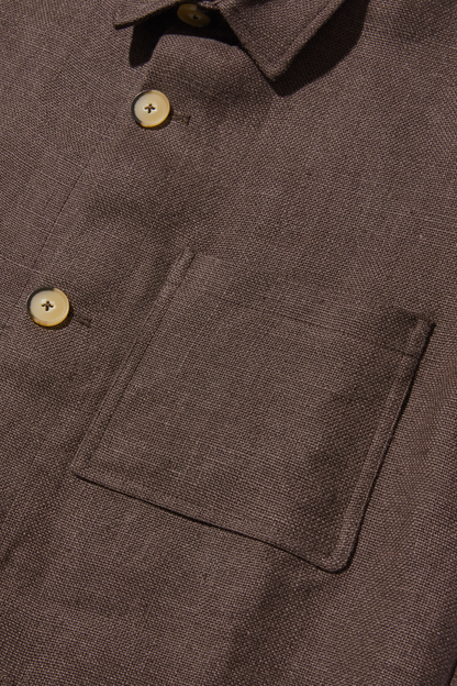 Heavy Linen Railway Jacket Cafe Noir