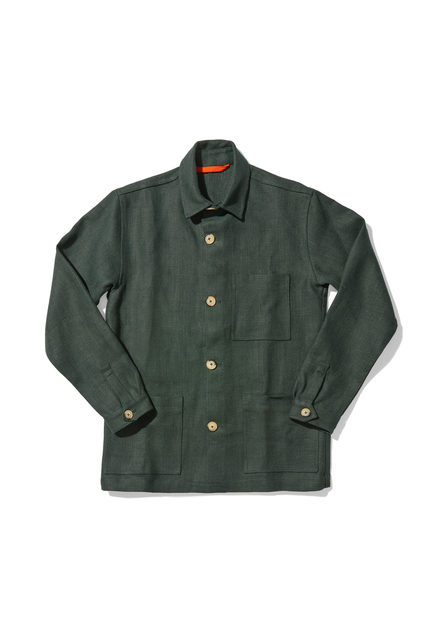 Heavy Linen Railway Jacket Forest Green