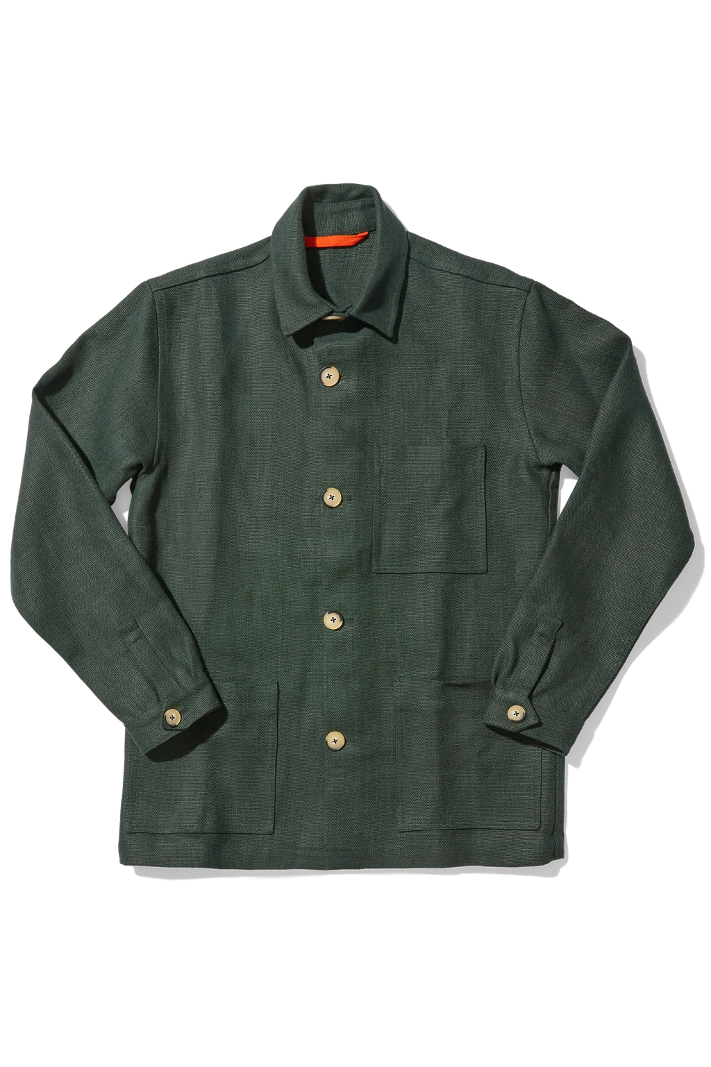 Heavy Linen Railway Jacket Forest Green