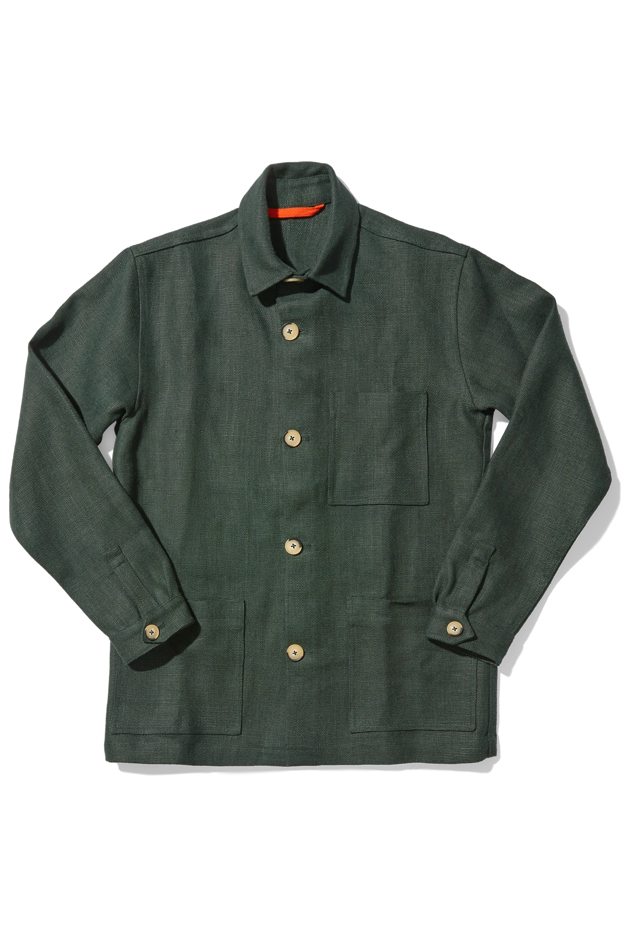 Heavy Linen Railway Jacket Forest Green