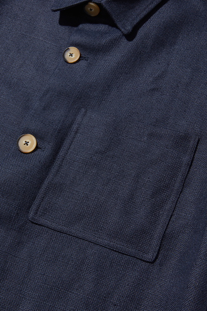 Heavy Linen Railway Jacket Dark Navy