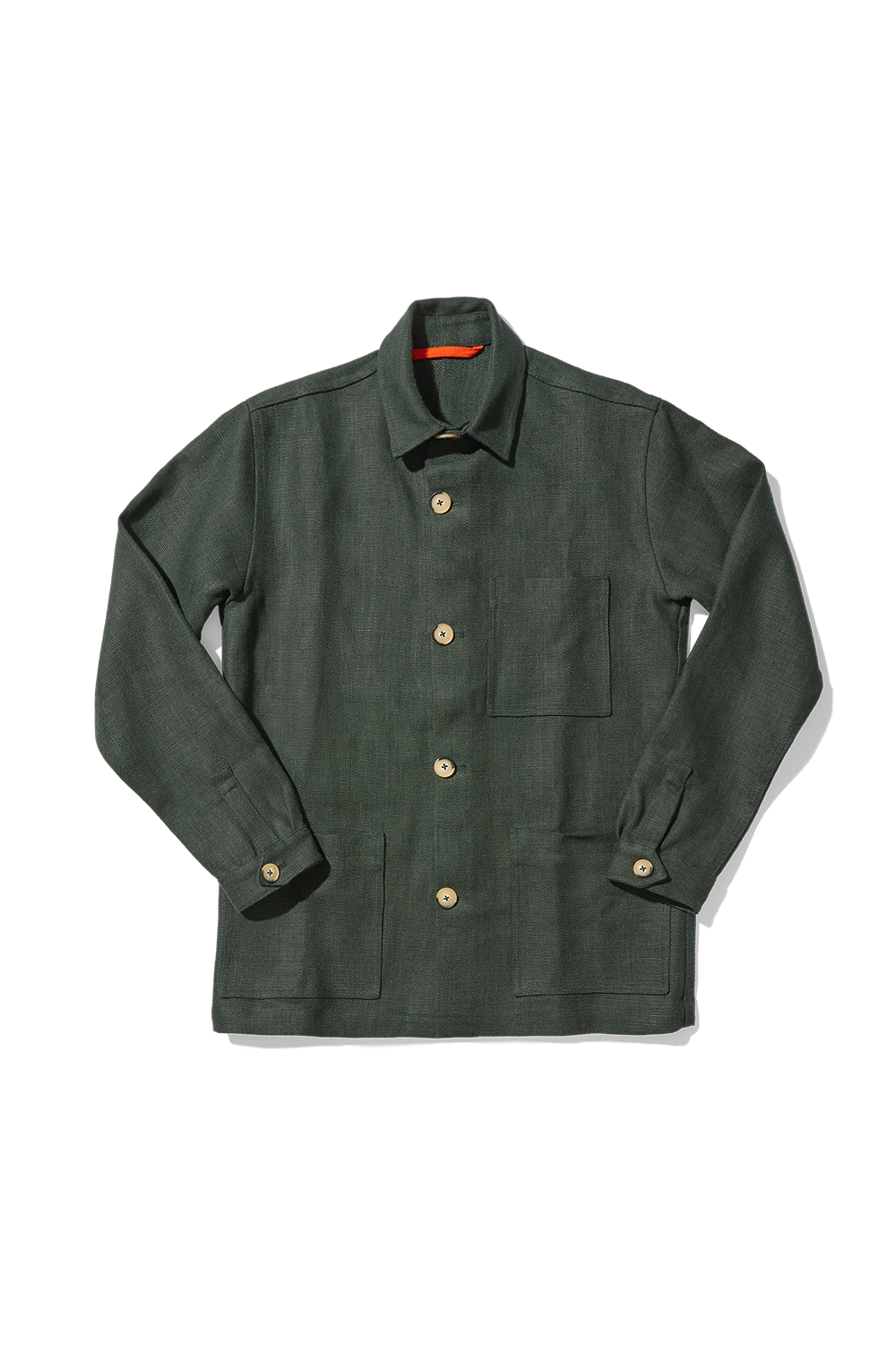 Heavy Linen Railway Jacket Forest Green