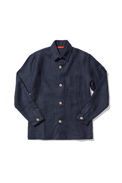 Heavy Linen Railway Jacket Dark Navy