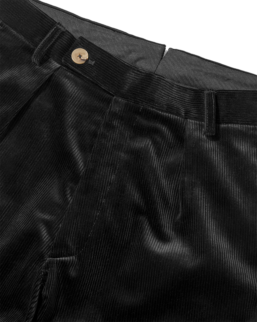 Corduroy Straight Leg Trousers Jet Black