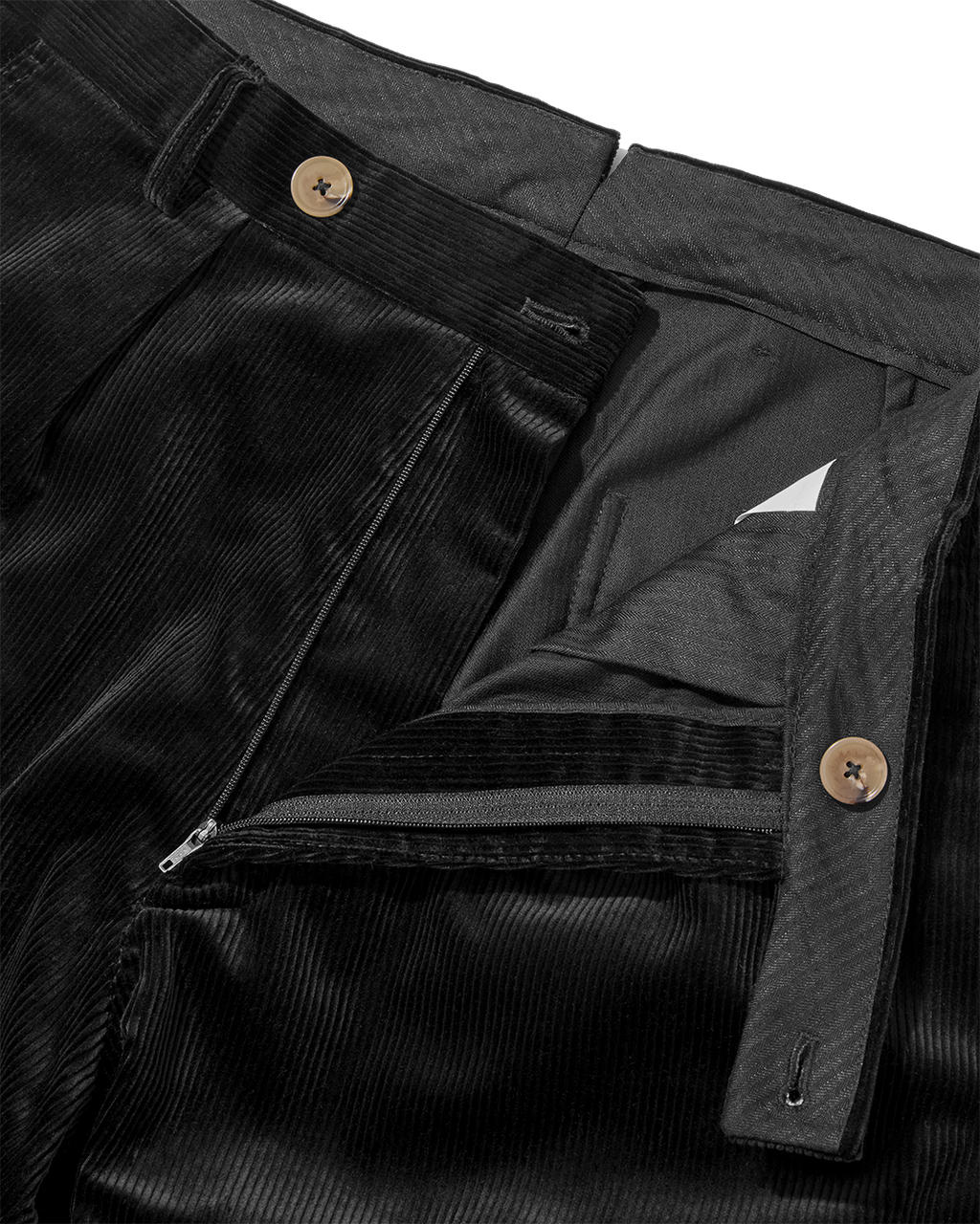 Corduroy Straight Leg Trousers Jet Black