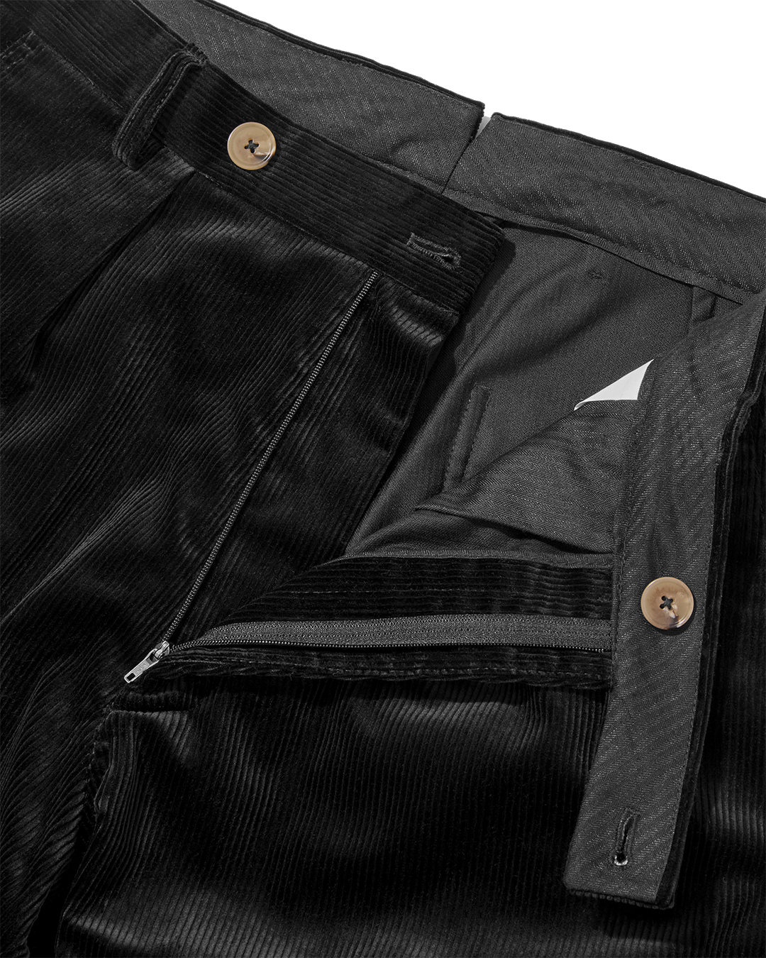 Corduroy Straight Leg Trousers Jet Black