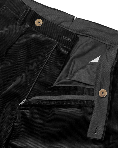 Corduroy Straight Leg Trousers Jet Black