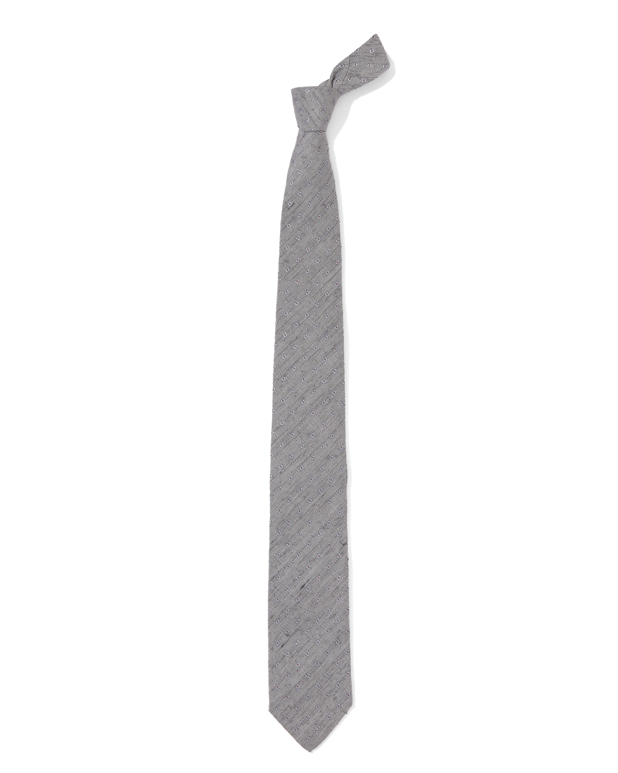 Grey Floral Silk Shantung Tie