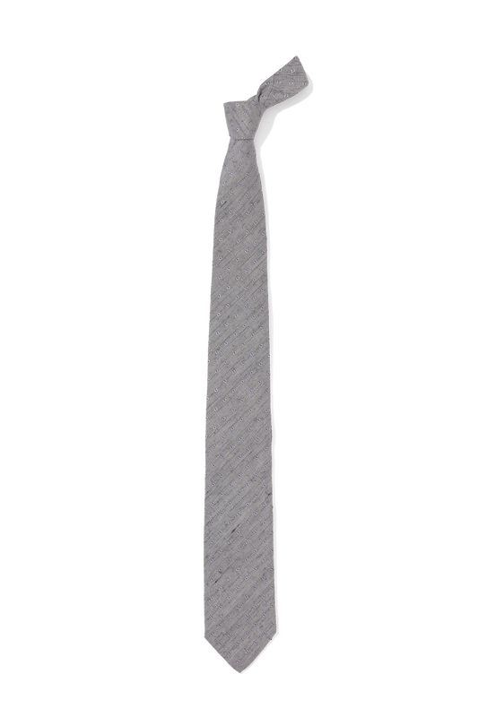 Grey Floral Silk Shantung Tie