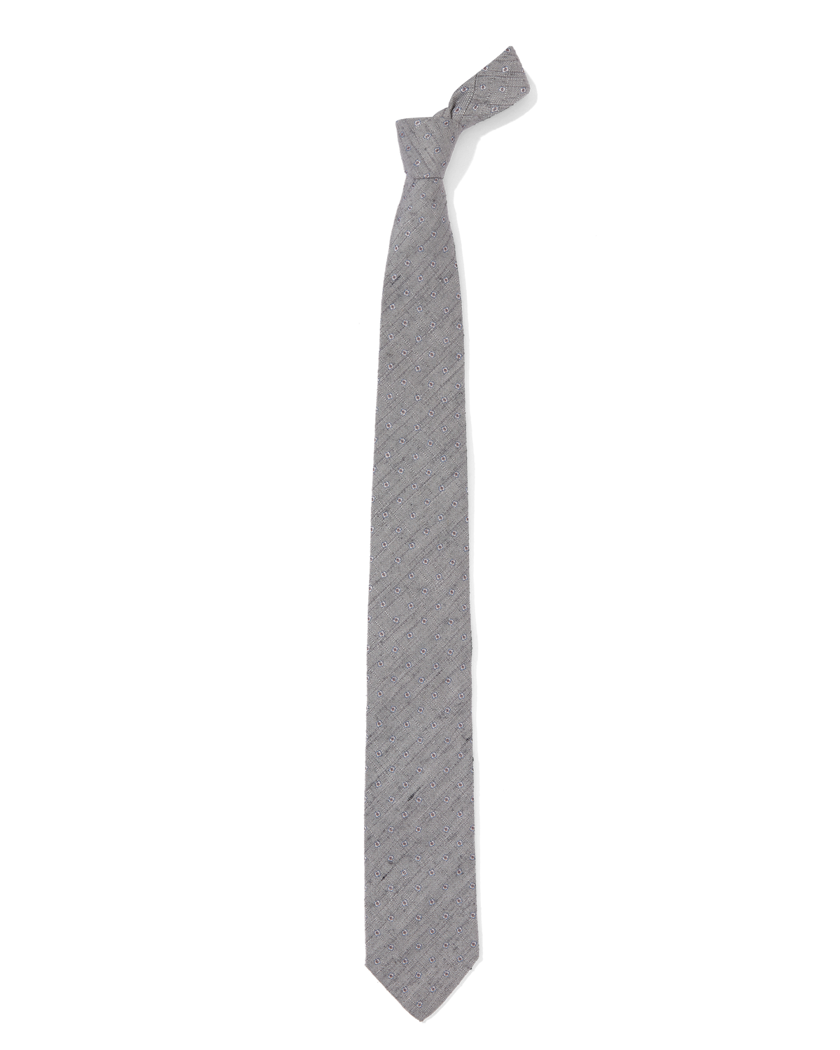 Grey Floral Shantung Tie