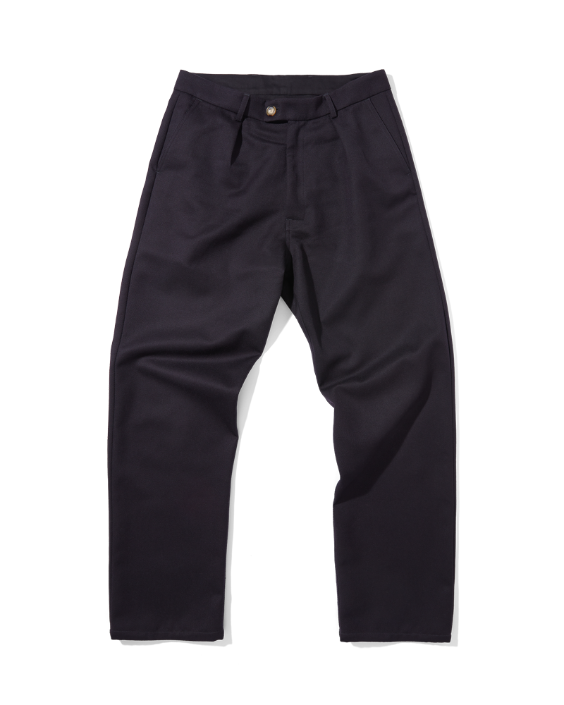 Twill Wool Straight Legs Navy