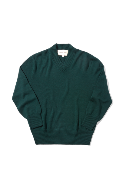 Merino V Neck Pine Green