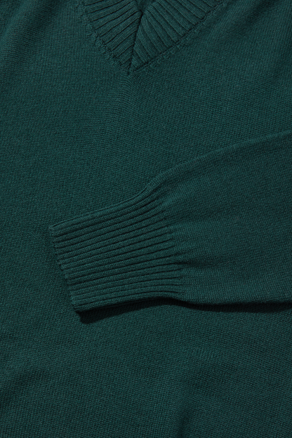 Merino V Neck Pine Green