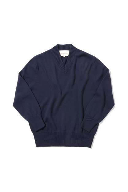 Merino V Neck Deep Navy