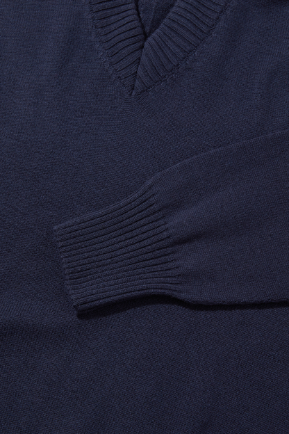 Merino V Neck Deep Navy