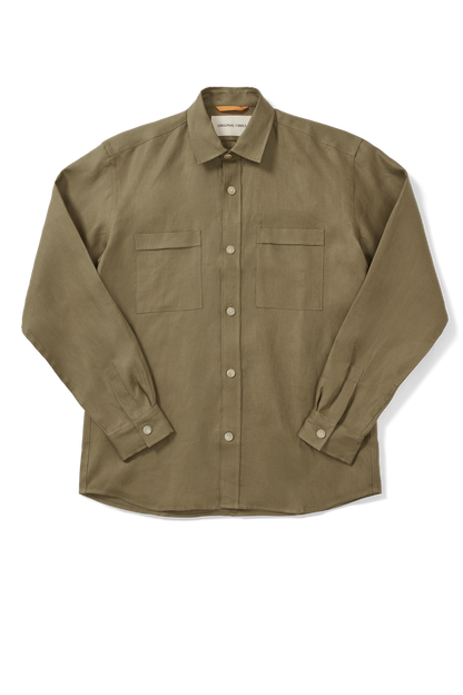 Long Sleeve Utility Overshirt Khaki